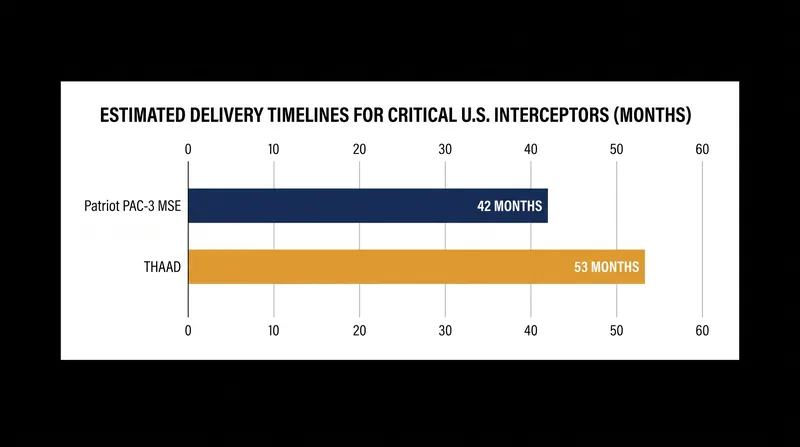 Current estimated delivery timelines for advanced interceptors highlight the deep supply chain bottlenecks the Pentagon aims to eliminate.