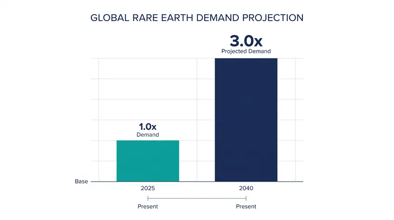 Global demand for rare earth elements is projected to surge as the energy transition accelerates.