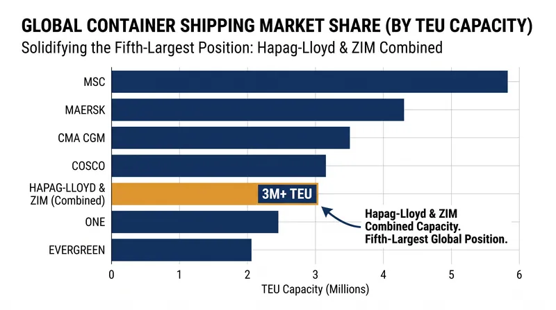 The merger would secure Hapag-Lloyd's position as the fifth-largest container shipping company worldwide.