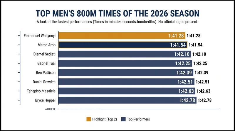 The men's 800m field in Lausanne features some of the fastest times of the 2026 season.