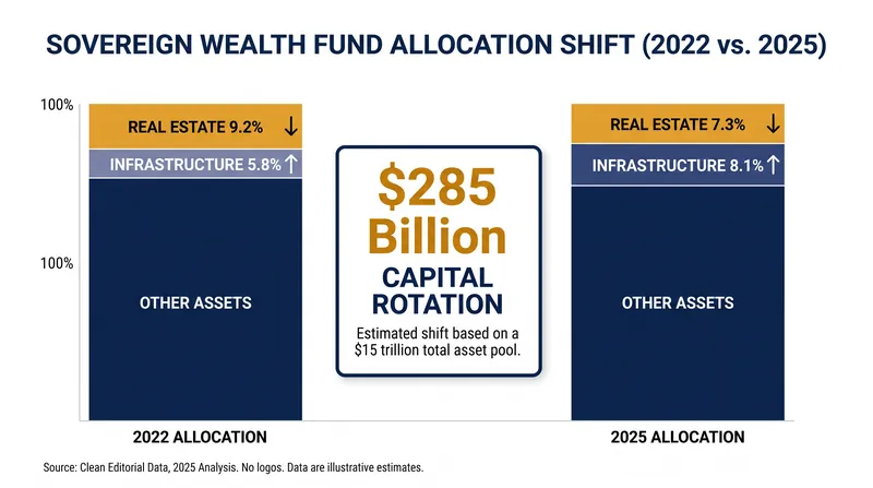 Infrastructure has officially overtaken traditional real estate in sovereign wealth fund portfolios.