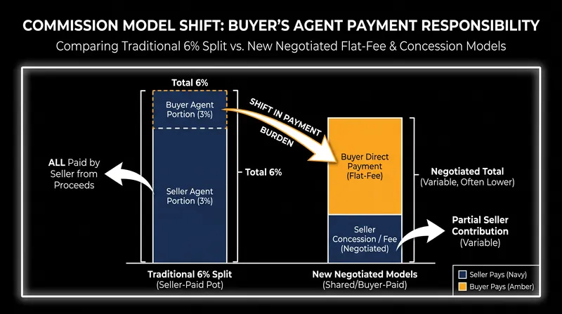 The shift in real estate compensation models following the 2024 practice changes.