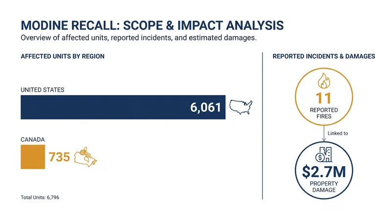 The recall follows 11 reported fires that resulted in significant property damage.