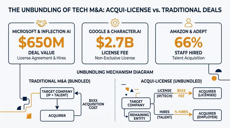 How the acqui-license unbundles corporate acquisitions to bypass regulatory thresholds.