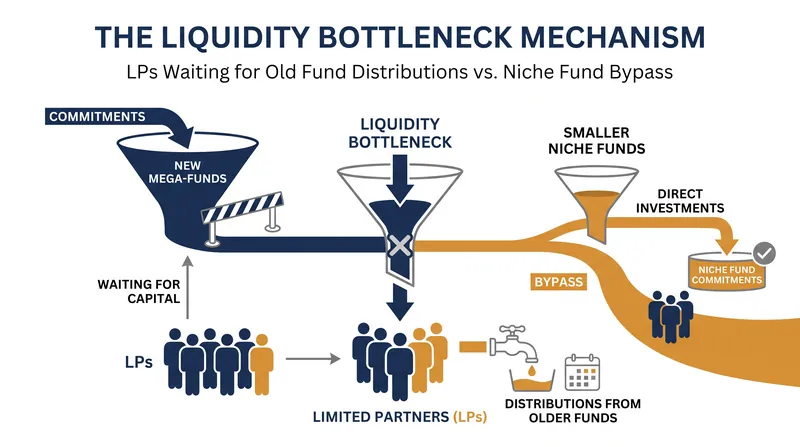 How the lack of distributions from older fund vintages has created a liquidity bottleneck for massive flagship vehicles.
