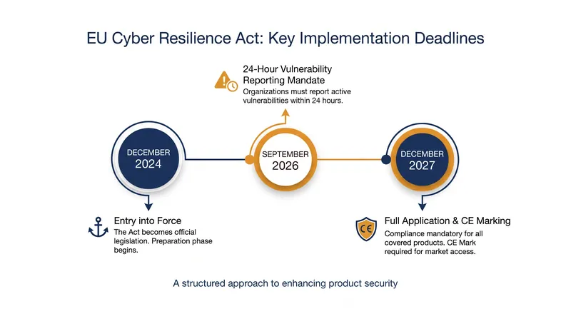 While full application arrives in 2027, mandatory vulnerability reporting begins in September 2026.