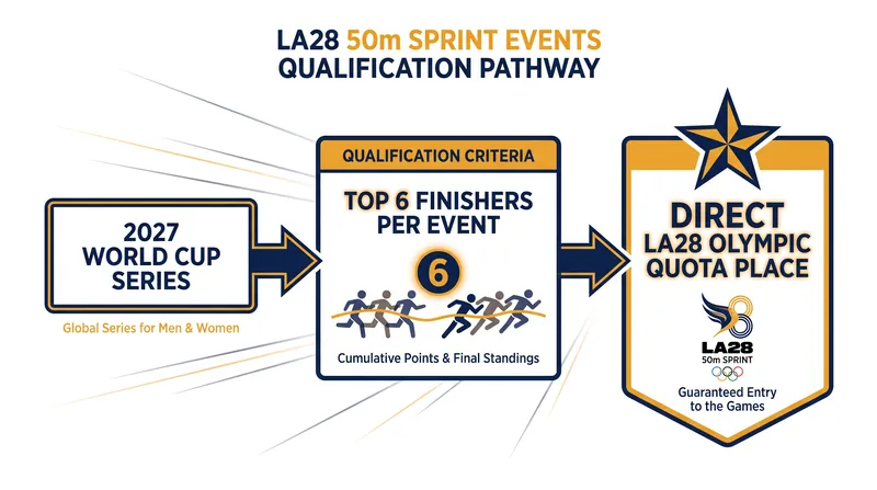 The 2027 World Cup series will serve as the primary direct qualification pathway for the new 50m stroke events.