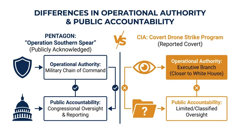 Comparing the Pentagon's public anti-drug campaign with the reported covert CIA operations.