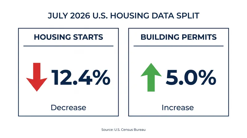 While actual groundbreakings plunged, building permits rose, indicating builders are preparing for future rate cuts.
