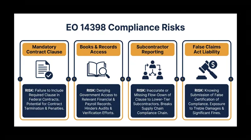 Executive Order 14398 introduces strict compliance obligations and severe penalties for institutions holding federal contracts.