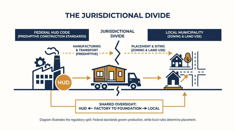 While the federal government regulates how a manufactured home is built, local municipalities still control where it can be placed.