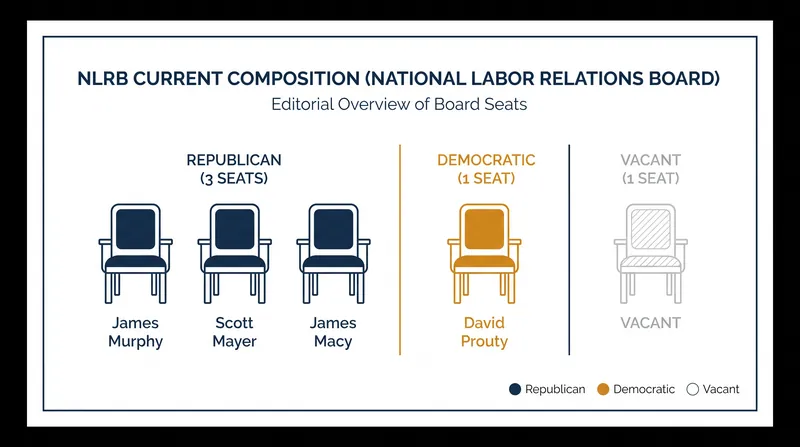 The current composition of the five-member National Labor Relations Board.