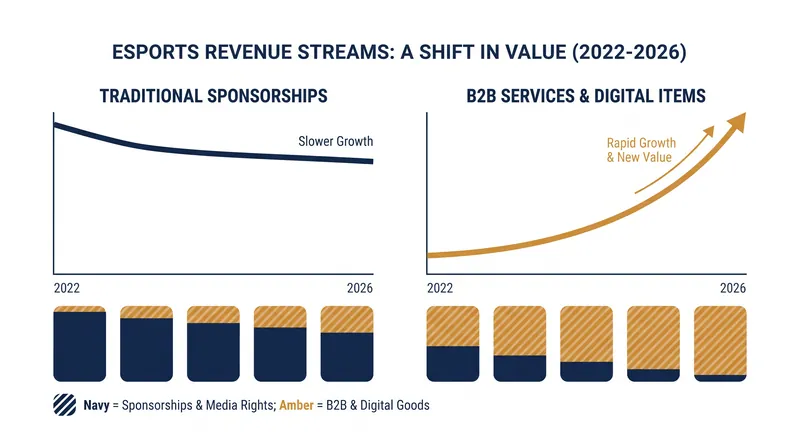 Diversified revenue streams, including digital items and B2B services, now account for a larger share of organizational income.