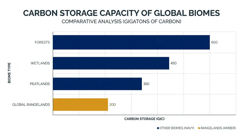 Rangelands store approximately one-third of the world's soil carbon, making them critical to global climate stability.