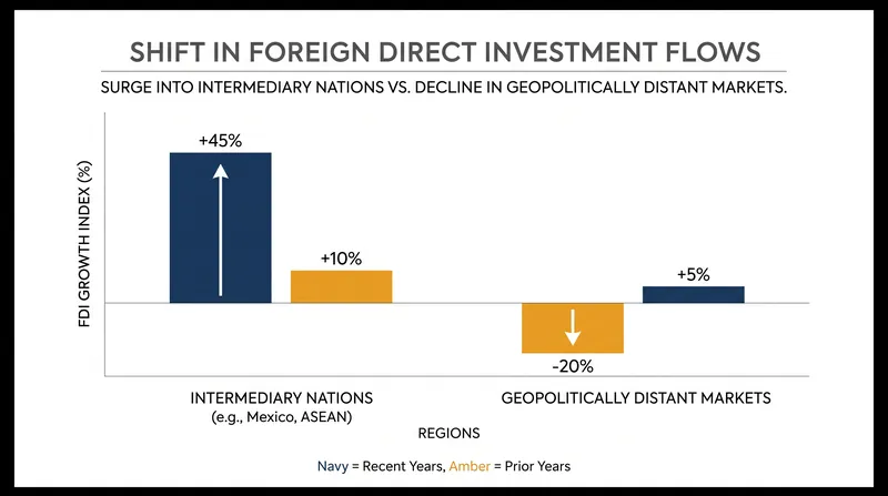 Intermediary nations are capturing a larger share of global investment as supply chains realign.