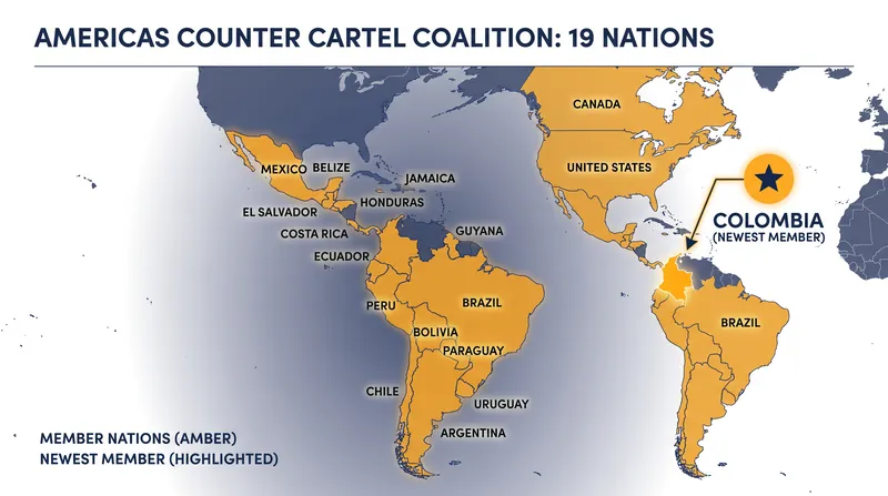 The 19 member nations of the Americas Counter Cartel Coalition as of August 2026.