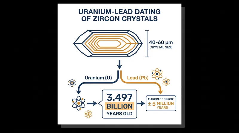 Uranium-lead dating of embedded zircon crystals provided an absolute age for the fossil-bearing rock.