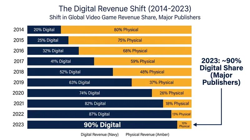 Digital distribution now accounts for the overwhelming majority of revenue for major third-party publishers.