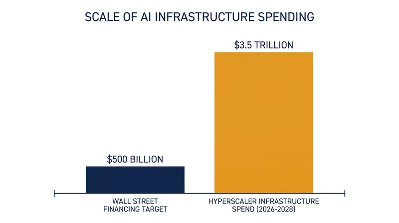 The $500 billion financing initiative aims to support a broader projected $3.5 trillion in AI infrastructure spending through 2028.