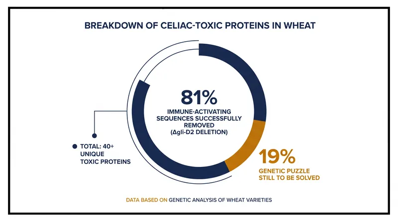 While the Δgli-D2 deletion removes 81% of key immune-activating sequences, several toxic proteins remain.