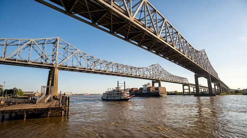 The Crescent City Connection bridge has served as a physical bottleneck for upriver container traffic since 1958.
