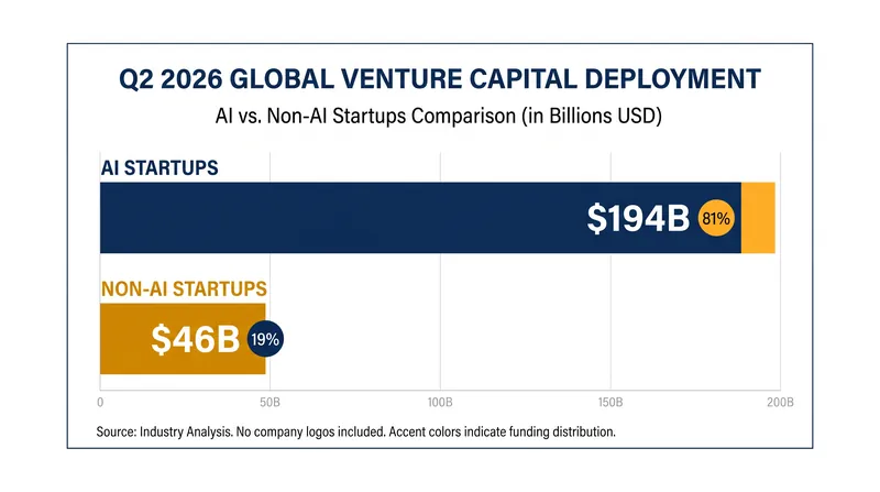 AI startups captured 81% of all venture capital deployed in the second quarter of 2026.
