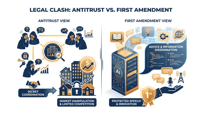The core legal debate: is algorithmic pricing a mechanism for collusion, or constitutionally protected advice?