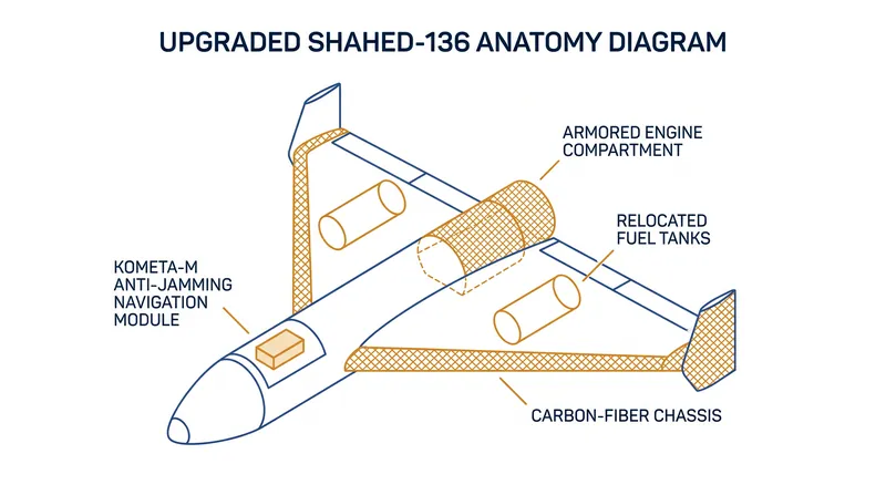 Russian engineers have heavily modified the original Iranian design to increase survivability and accuracy.