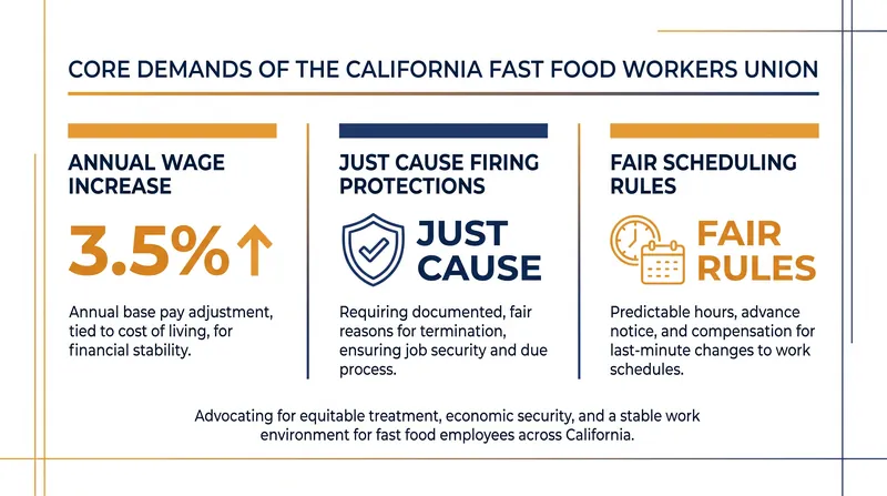 The union's primary agenda focuses on securing regular wage bumps and stabilizing the unpredictable nature of fast-food shifts.