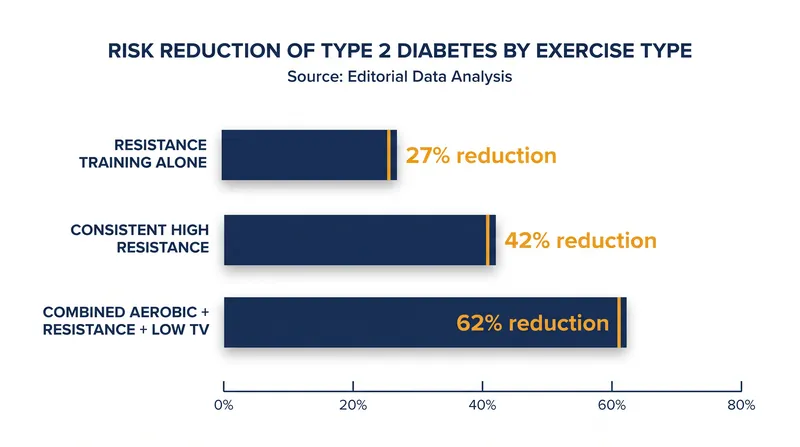 Combining resistance training with aerobic exercise and reduced sedentary time yields the greatest metabolic protection.