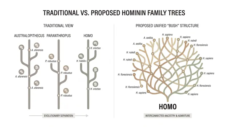 Comparing the traditional three-genus framework with the unified clade model.