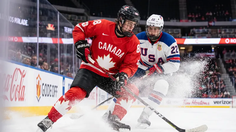 Canada's offense overwhelmed the United States early, establishing a 3-0 lead in the first period.