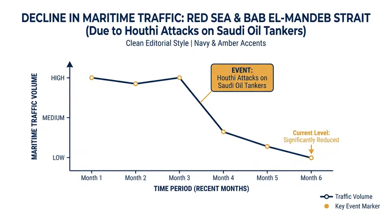 Houthi attacks have effectively imposed a naval blockade on Saudi Arabia's Red Sea exports.