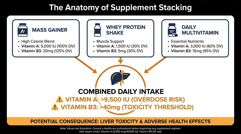 Stacking multiple fortified supplements can easily push micronutrient intake into toxic territory.