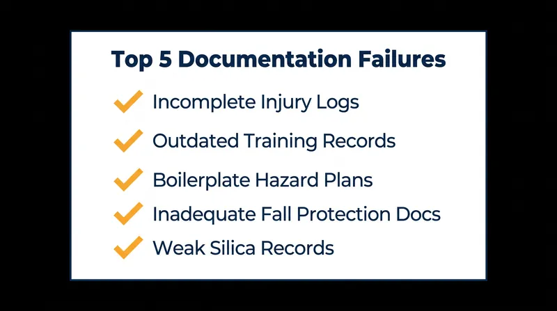 The most common documentation gaps that lead to citations during targeted inspections.