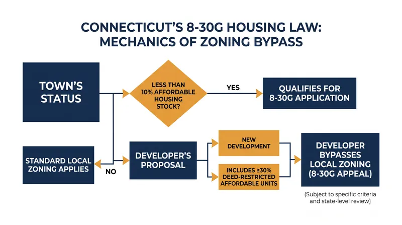 How Section 8-30g allows developers to override local zoning rejections.