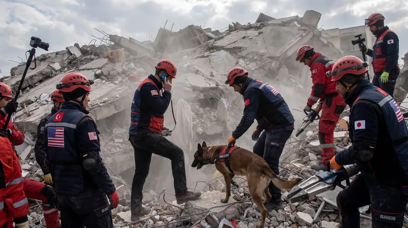 Over 1,600 foreign rescue personnel have arrived to assist in locating survivors trapped beneath the debris.