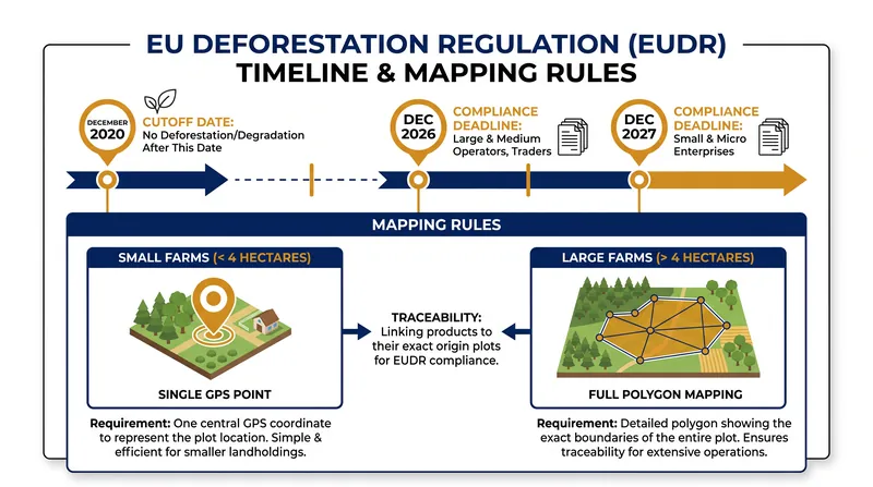 The EUDR establishes strict mapping requirements based on the size of the production plot.