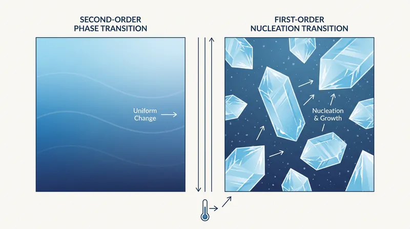 The dominant electronic phase recovered smoothly, while the subdominant phase nucleated in expanding pockets like freezing ice.