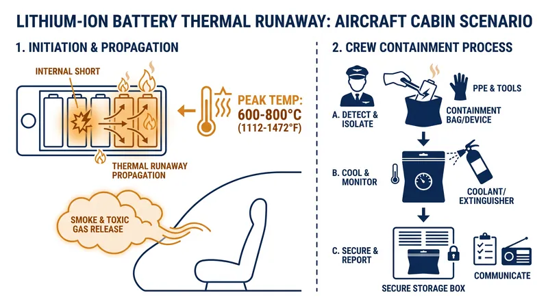 The self-sustaining chemical reaction of a lithium-ion battery fire.