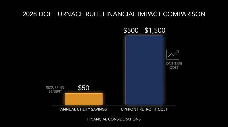 While the DOE projects average annual utility savings of $50, the upfront costs of retrofitting venting and plumbing can range from $500 to $1,500.