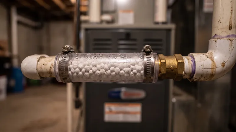 Condensate neutralizers are required to treat the acidic runoff produced by high-efficiency furnaces before it enters a home's plumbing system.