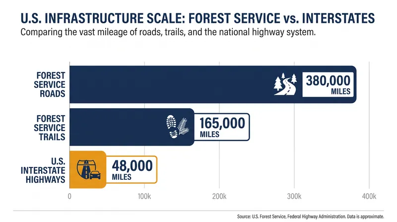 The vast scale of the National Forest System's motorized and non-motorized routes.