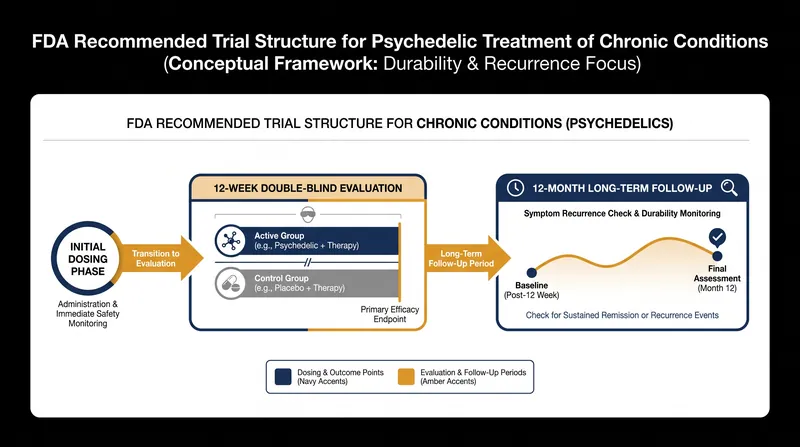 Because mental health conditions are often chronic, the FDA requires extensive long-term follow-up to prove the durability of a single psychedelic dose.