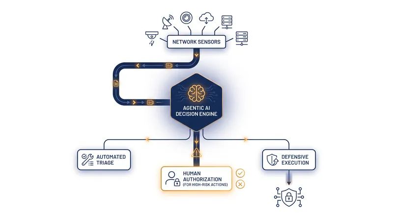 How agentic AI processes network telemetry to execute defensive maneuvers.