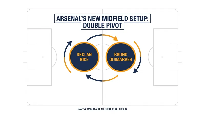 How Bruno Guimaraes fits into Mikel Arteta's tactical system alongside Declan Rice.