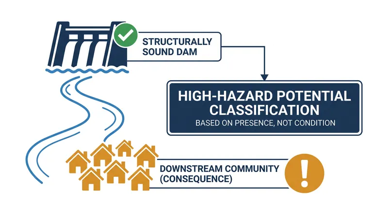Hazard classifications are based on the potential consequences of a failure, not the likelihood of one occurring.