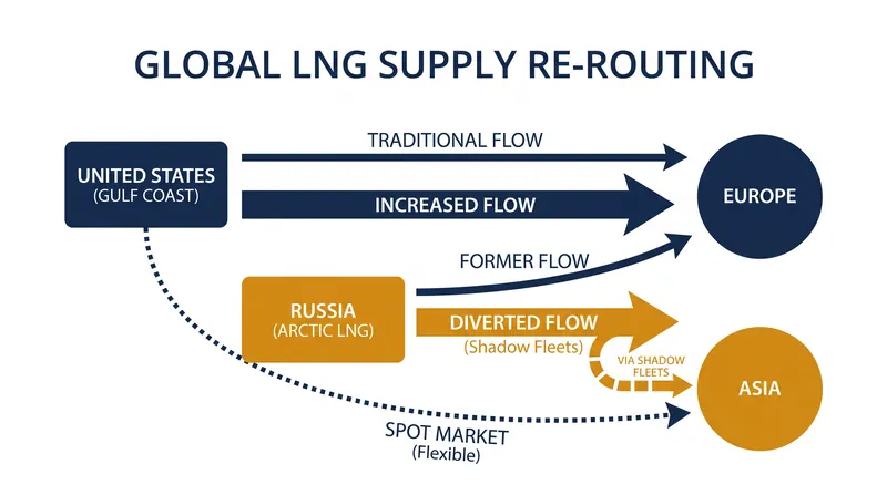Global LNG flows are bifurcating as Europe pivots to US supplies and Russia redirects exports to Asia.