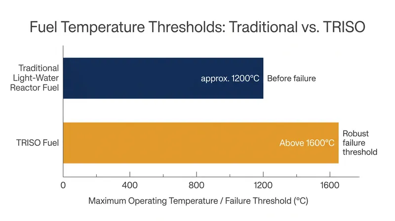 TRISO fuel can withstand temperatures well beyond the operational limits of traditional nuclear fuels without melting.