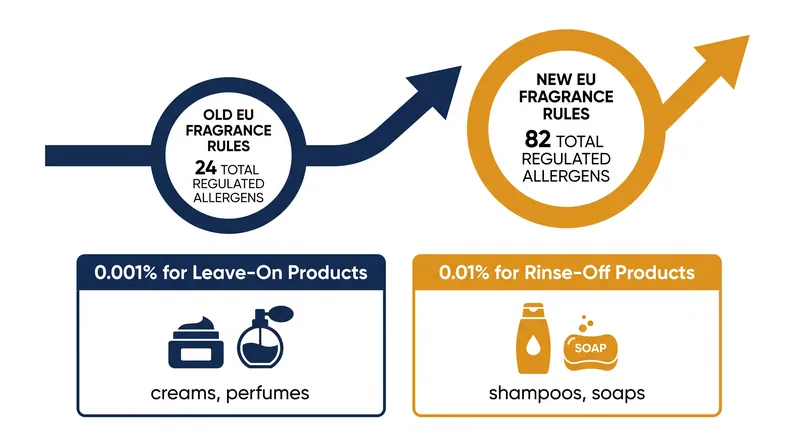 The new regulation more than triples the number of declarable allergens and maintains strict concentration thresholds.